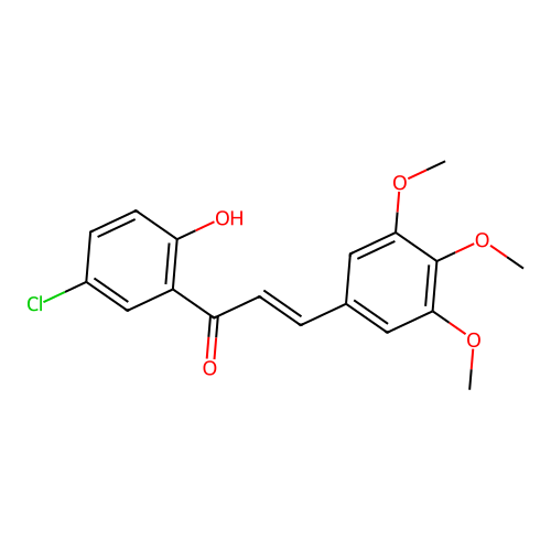 (2E)-1-(5-chloro-2-hydroxyphenyl)-3-(3,4,5-trimethoxyphenyl)prop-2-en-1-one structure