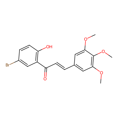 (2E)-1-(5-bromo-2-hydroxyphenyl)-3-(3,4,5-trimethoxyphenyl)prop-2-en-1-one structure