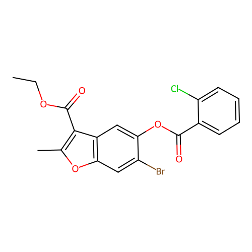 6-Bromo-3-(ethoxycarbonyl)-2-methylbenzo[b]furan-5-yl 2-chlorobenzoate structure