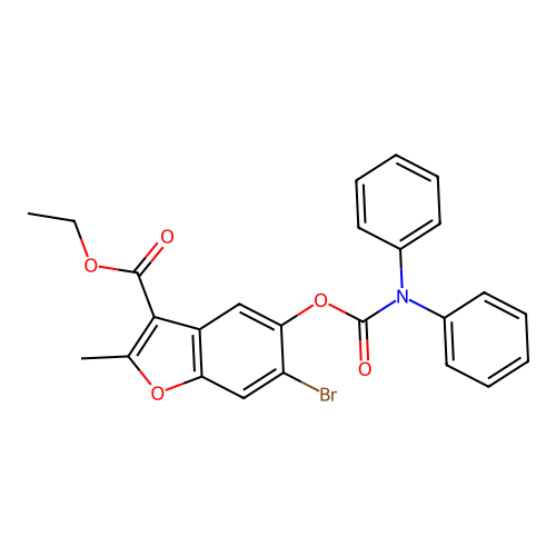 Ethyl 6-bromo-5-[(diphenylcarbamoyl)oxy]-2-methyl-1-benzofuran-3-carboxylate structure