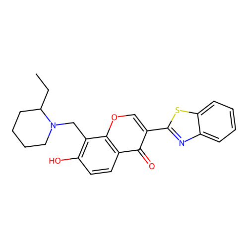3-(benzo[d]thiazol-2-yl)-8-((2-ethylpiperidin-1-yl)methyl)-7-hydroxy-4H-chromen-4-one structure
