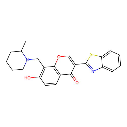 3-Benzothiazol-2-yl-7-hydroxy-8-(2-methyl-piperidin-1-ylmethyl)-chromen-4-one structure