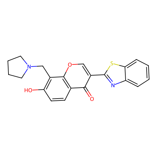 3-Benzothiazol-2-yl-7-hydroxy-8-(pyrrolidinylmethyl)chromen-4-one structure
