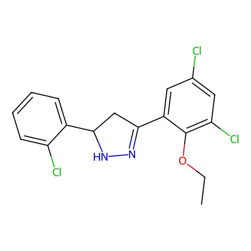 5-(2-chlorophenyl)-3-(3,5-dichloro-2-ethoxyphenyl)-4,5-dihydro-1H-pyrazole structure