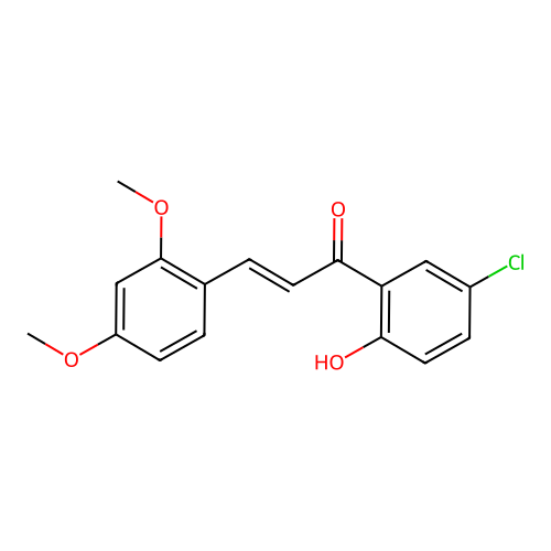 (2E)-1-(5-chloro-2-hydroxyphenyl)-3-(2,4-dimethoxyphenyl)prop-2-en-1-one structure