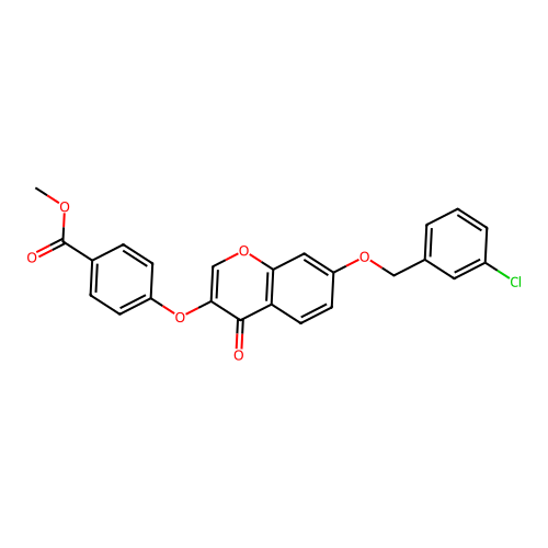 methyl 4-((7-((3-chlorobenzyl)oxy)-4-oxo-4H-chromen-3-yl)oxy)benzoate structure