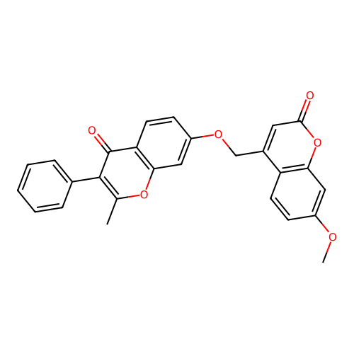 7-Methoxy-4-[(2-methyl-4-oxo-3-phenylchromen-7-yloxy)methyl]chromen-2-one structure
