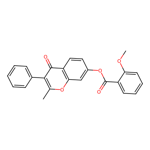 2-methyl-4-oxo-3-phenyl-4H-chromen-7-yl 2-methoxybenzoate structure