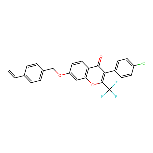 3-(4-Chlorophenyl)-2-(trifluoromethyl)-7-[(4-vinylphenyl)methoxy]chromen-4-one structure