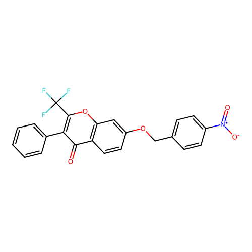 7-[(4-Nitrophenyl)methoxy]-3-phenyl-2-(trifluoromethyl)chromen-4-one structure