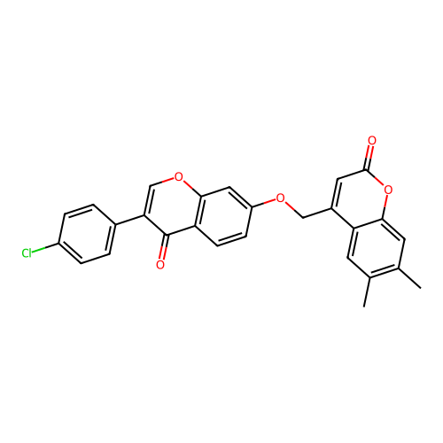4-{[3-(4-Chlorophenyl)-4-oxochromen-7-yloxy]methyl}-6,7-dimethylchromen-2-one structure