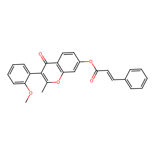 3-(2-methoxyphenyl)-2-methyl-4-oxochromen-7-yl (2E)-3-phenylprop-2-enoate structure