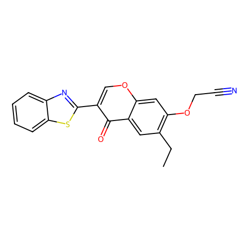 2-(3-Benzothiazol-2-yl-6-ethyl-4-oxochromen-7-yloxy)ethanenitrile structure