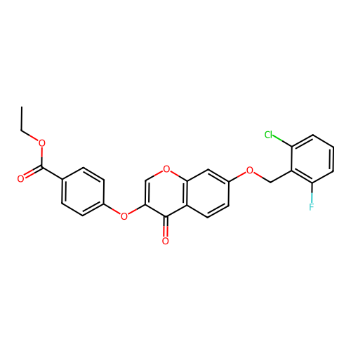 Ethyl 4-{7-[(6-chloro-2-fluorophenyl)methoxy]-4-oxochromen-3-yloxy}benzoate structure