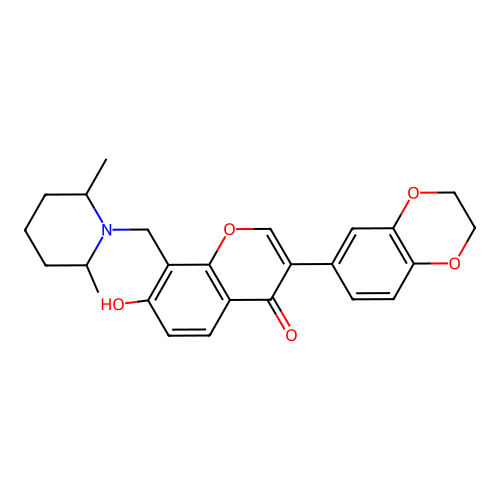 3-(2,3-dihydrobenzo[b][1,4]dioxin-6-yl)-8-((2,6-dimethylpiperidin-1-yl)methyl)-7-hydroxy-4H-chromen-4-one structure