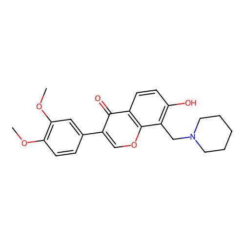 3-(3,4-dimethoxyphenyl)-7-hydroxy-8-(piperidin-1-ylmethyl)-4H-chromen-4-one structure