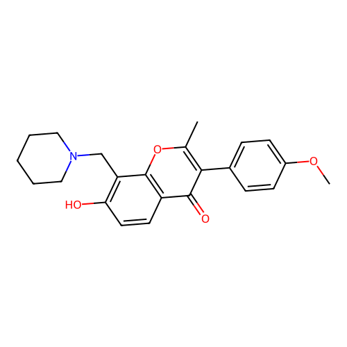 7-hydroxy-3-(4-methoxyphenyl)-2-methyl-8-(piperidin-1-ylmethyl)-4H-chromen-4-one structure