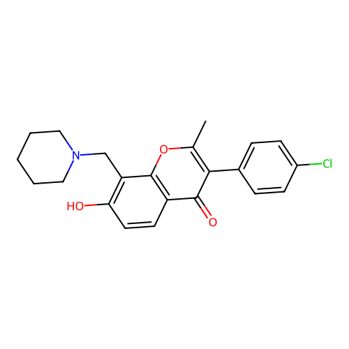 3-(4-chlorophenyl)-7-hydroxy-2-methyl-8-(piperidin-1-ylmethyl)-4H-chromen-4-one structure