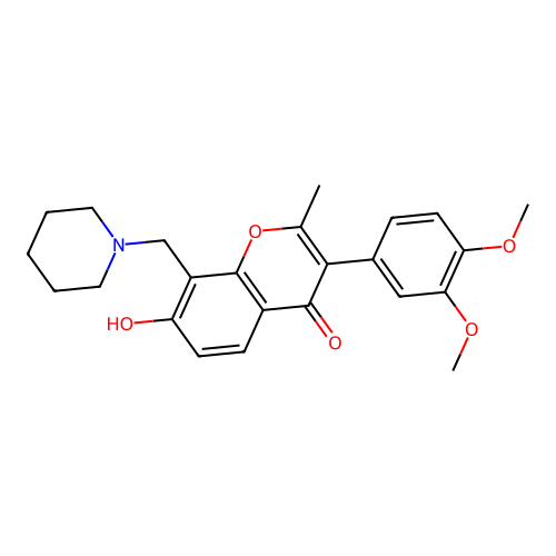 3-(3,4-dimethoxyphenyl)-7-hydroxy-2-methyl-8-(piperidin-1-ylmethyl)-4H-chromen-4-one structure