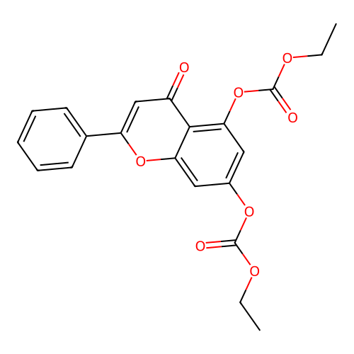 7-Ethoxycarbonyloxy-4-oxo-2-phenylchromen-5-yl ethoxyformate structure