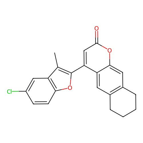 4-(5-chloro-3-methyl-1-benzofuran-2-yl)-6,7,8,9-tetrahydro-2H-benzo[g]chromen-2-one structure