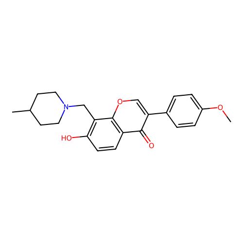7-hydroxy-3-(4-methoxyphenyl)-8-((4-methylpiperidin-1-yl)methyl)-4H-chromen-4-one structure