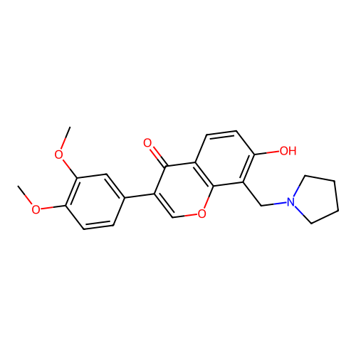 3-(3,4-dimethoxyphenyl)-7-hydroxy-8-(pyrrolidin-1-ylmethyl)-4H-chromen-4-one structure