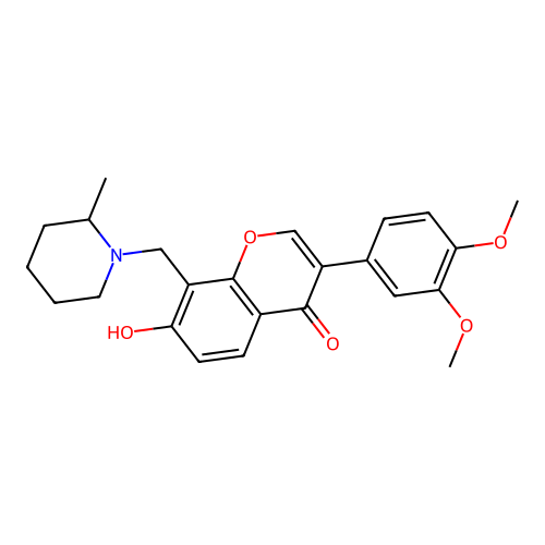 3-(3,4-dimethoxyphenyl)-7-hydroxy-8-[(2-methylpiperidin-1-yl)methyl]-4H-chromen-4-one structure
