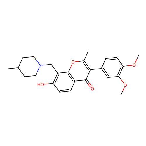 3-(3,4-dimethoxyphenyl)-7-hydroxy-2-methyl-8-((4-methylpiperidin-1-yl)methyl)-4H-chromen-4-one structure
