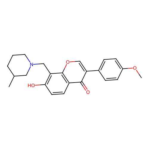 7-hydroxy-3-(4-methoxyphenyl)-8-((3-methylpiperidin-1-yl)methyl)-4H-chromen-4-one structure