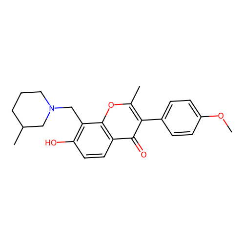 7-hydroxy-3-(4-methoxyphenyl)-2-methyl-8-((3-methylpiperidin-1-yl)methyl)-4H-chromen-4-one structure