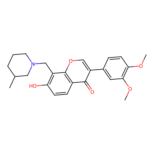 3-(3,4-dimethoxyphenyl)-7-hydroxy-8-((3-methylpiperidin-1-yl)methyl)-4H-chromen-4-one structure