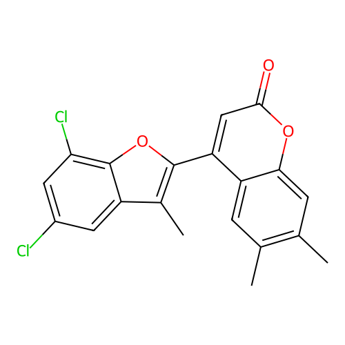 4-(5,7-Dichloro-3-methylbenzo[d]furan-2-yl)-6,7-dimethylchromen-2-one structure