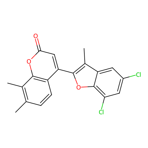 4-(5,7-Dichloro-3-methylbenzo[d]furan-2-yl)-7,8-dimethylchromen-2-one structure