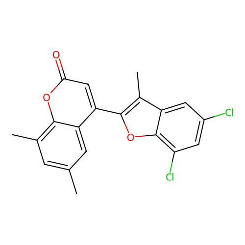 4-(5,7-Dichloro-3-methylbenzo[d]furan-2-yl)-6,8-dimethylchromen-2-one structure