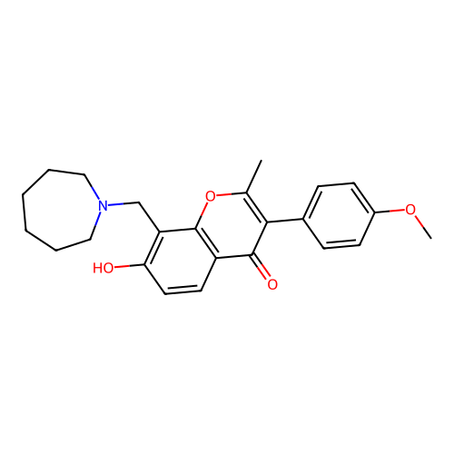 8-(azepan-1-ylmethyl)-7-hydroxy-3-(4-methoxyphenyl)-2-methyl-4H-chromen-4-one structure