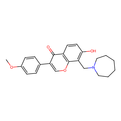 8-(azepan-1-ylmethyl)-7-hydroxy-3-(4-methoxyphenyl)-4H-chromen-4-one structure