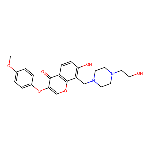 7-hydroxy-8-[[4-(2-hydroxyethyl)piperazin-1-yl]methyl]-3-(4-methoxyphenoxy)chromen-4-one structure