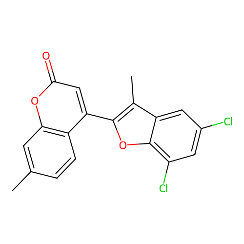 4-(5,7-Dichloro-3-methylbenzo[d]furan-2-yl)-7-methylchromen-2-one structure
