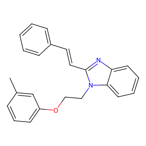 (E)-2-styryl-1-(2-(m-tolyloxy)ethyl)-1H-benzo[d]imidazole structure