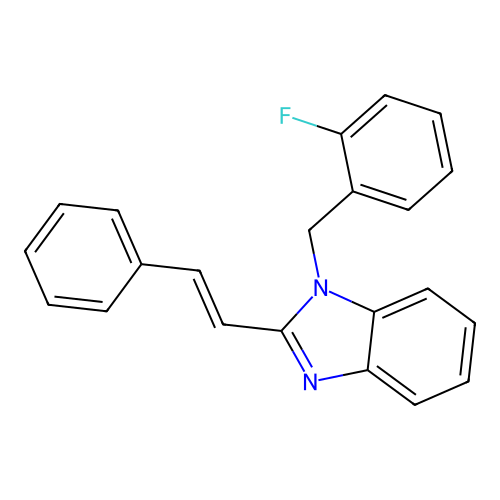1-[(2-fluorophenyl)methyl]-2-[(E)-2-phenylethenyl]benzimidazole structure
