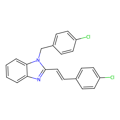 2-[(1E)-2-(4-chlorophenyl)vinyl]-1-[(4-chlorophenyl)methyl]benzimidazole structure