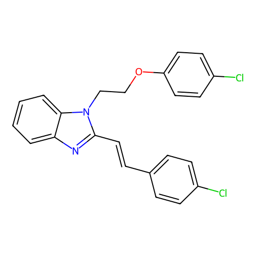 4-(2-{2-[(1E)-2-(4-chlorophenyl)vinyl]benzimidazolyl}ethoxy)-1-chlorobenzene structure