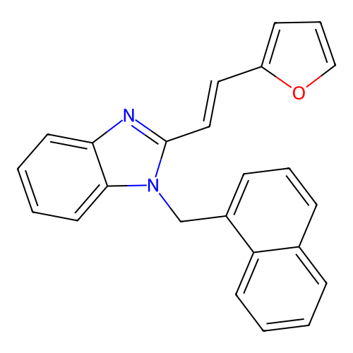 (E)-2-(2-(furan-2-yl)vinyl)-1-(naphthalen-1-ylmethyl)-1H-benzo[d]imidazole structure