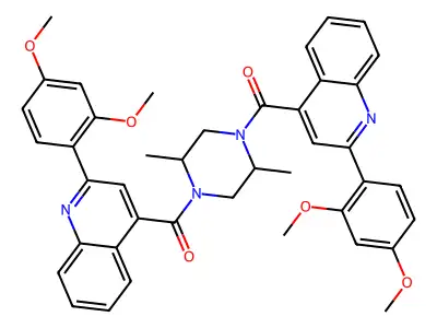 (2,5-Dimethylpiperazine-1,4-diyl)bis{[2-(2,4-dimethoxyphenyl)quinolin-4-yl]methanone} structure