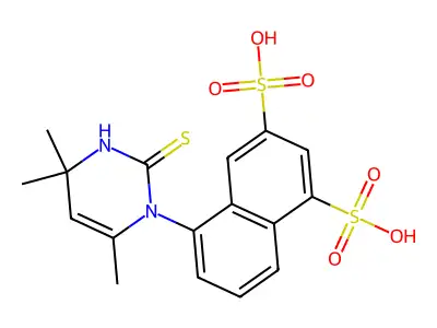 5-(4,4,6-Trimethyl-2-sulfanylpyrimidin-1(4H)-yl)naphthalene-1,3-disulfonic acid structure