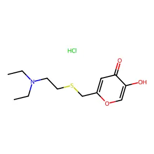 4H-Pyran-4-one, 2-(diethylaminoethylthiomethyl)-5-hydroxy-, hydrochloride structure