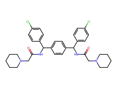 1-Piperidineacetamide, N-(1,4-phenylenebis((4-chlorophenyl)methylene))bis- structure