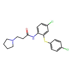 1-Pyrrolidinepropionanilide, 4'-chloro-2'-((p-chlorophenyl)thio)- structure