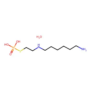 Phosphorothioic acid, S-(2-((6-aminohexyl)amino)ethyl) ester, hydrate structure